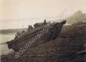 Buffalo amphibious vehicles leaving the River Ijss