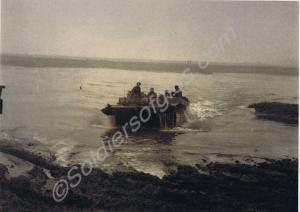 Buffalo amphibious vehicle crossing the River Ijss
