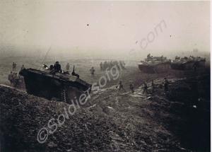 Buffalo amphibious vehicles leaving the River Ijss