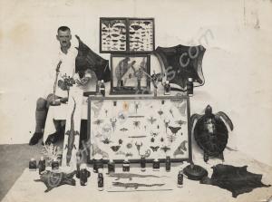 Sergeant Savage with animal trophies. 1st Battalio