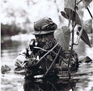 Lance-Corporal Nugent on patrol. Gloucestershire R