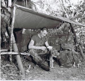 Private P.J. Lamb in camp.  Gloucestershire Regime