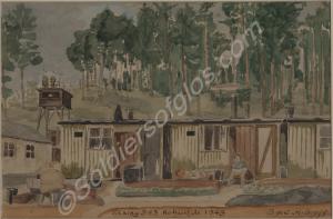 Watercolour of P.O.W. Camp Stalag 383 Hohenfels. W