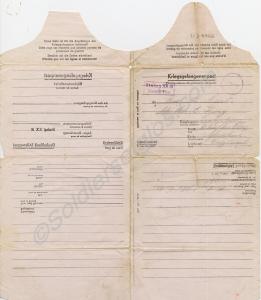 P.O.W. letter dated 19th October 1941. Sent from c