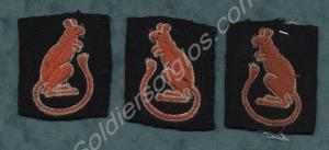 Three 7th Armoured Division cloth arm flashes.  c.