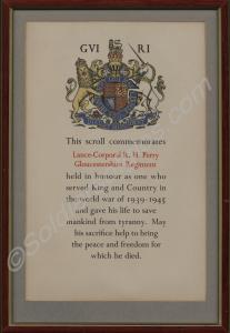 Commemorative scroll to L/Cpl. R.H. Perry (5198332