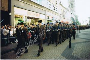 Marching through the streets. Tercentenary Parade.
