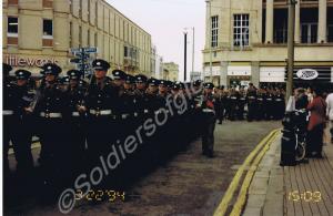 Drums. Marching through the streets. Tercentenary