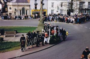 Waiting at the War Memorial. Tercentenary Parade.