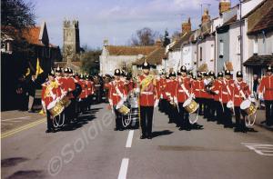 Band leading the march. Tercentenary Parade. Glouc