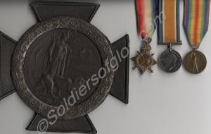 Group of three medals and bronze memorial plaque;