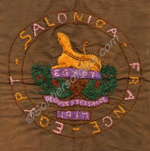 Khaki cotton handkerchief embroidered with wool de