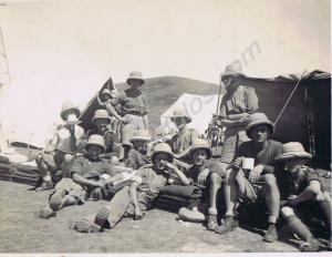 Group of soldiers outside tent. 1st Battalion, The