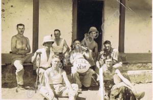 Outside the N.A.A.F.I. "Beer is best". 1st Battali