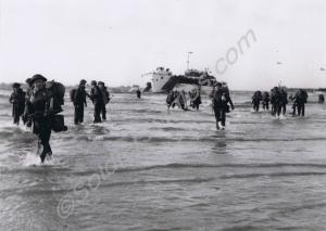 Troops coming ashore. Queen Sector, Gold Beach, No