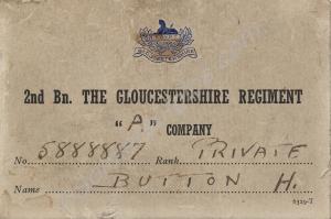Locker card of Private H. Button.  'A'Coy 2nd Bat