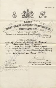 Army First Class Certificate of Education. Awarded