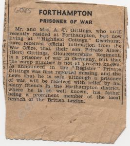 Newspaper cutting about 5184816 Private Albert Git