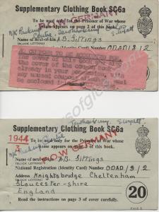 Two Supplementary Clothing Books for a P.O.W. 1945