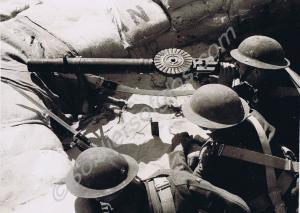 Lewis gun in a sandbagged defensive position.  2nd