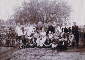 Football teams in fancy dress for a charity match