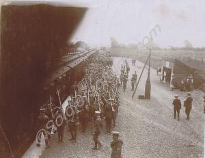 Disembarkation at a railway station. Probably a Te