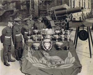 Soldiers with sporting trophies.   Depot, The Glou