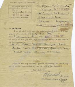 Receipt of articles form W15953. 37017 Private Fre