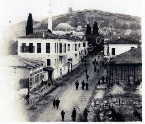 "Salonica". Street scene with mosque. c. 1916.