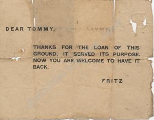 German propaganda leaflet 'Dear Tommy', pinned to