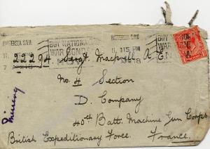 Envelope addressed to 22294 Sergeant Albert Edward