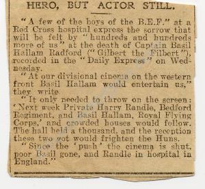 "Hero, But Actor Still" Article about Basil Radfor
