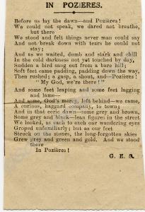 "In Pozieres". Poem by "G.E.S." c. 1915-1916.