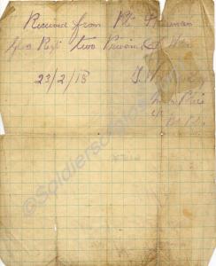 Receipt of P.O.W.s handed over. 'Received from Pte