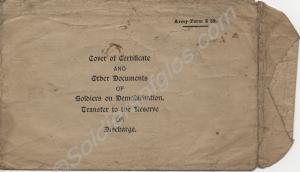 Envelope of soldiers on Demobilisation. Corporal W