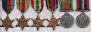 Group of six medals; 1939-1945 Star, Africa Star,