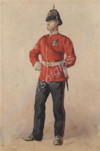 Watercolour depicting Colour Sergeant Wells of the