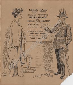 Cartoon poster advert advertising 'Drill Hall Nort