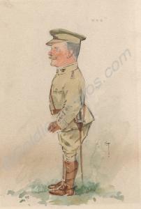 Cartoon watercolour of Captain D.L. Rogers of 6th