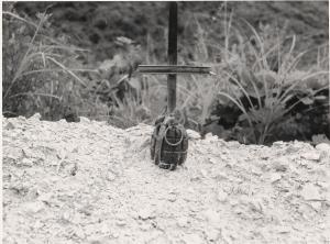 Castle Hill defence road. With a grave marked by a
