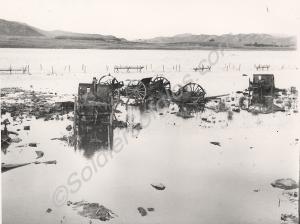 Wreckage of Chinese artillery at Gloster Crossing