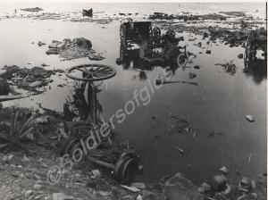 Wreckage of Chinese artillery at Gloster Crossing