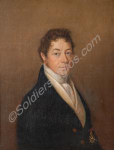 Oil painting depicting Captain John Dewes, Paymast