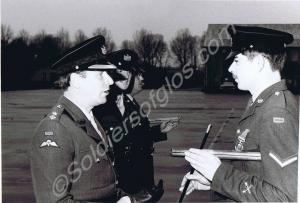 Lieutenant-Colonel S.D.A. Firth congratulating Lan