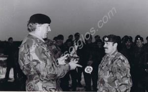 Sergeant Stanlick reciving the Shanghai Trophy fro