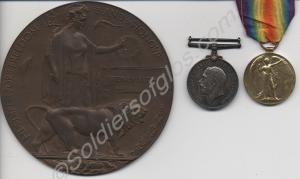 Group of two medals and bronze memorial plaque; Br