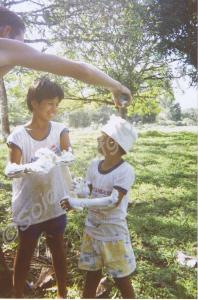 Local children. Gloucestershire Regiment. Belize.
