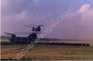 Embarking on Chinook helicopter. Gloucestershire R
