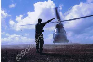 Puma helicopter landing. Gloucestershire Regiment.