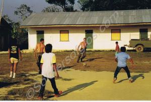 Football with local inhabitants. Gloucestershire R